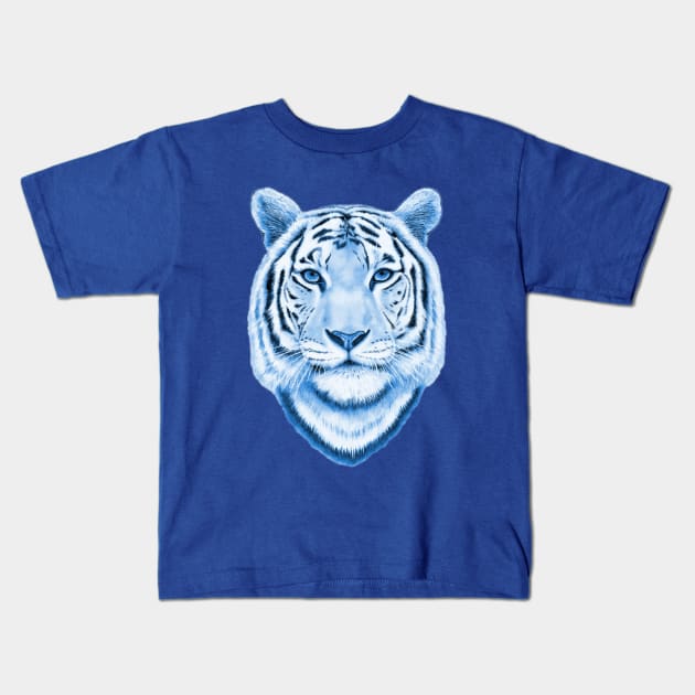 Blue tiger Kids T-Shirt by Lara Plume